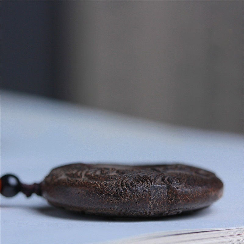 Mystic Chronos Talisman Necklace – Celestial Runes Agarwood Pendant for Luck & Protection