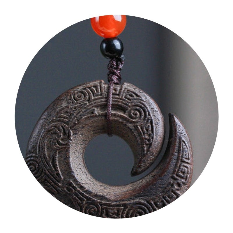 Mystic Chronos Talisman Necklace – Celestial Runes Agarwood Pendant for Luck & Protection