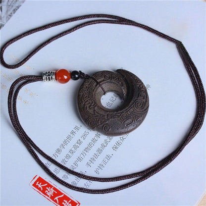 Mystic Chronos Talisman Necklace – Celestial Runes Agarwood Pendant for Luck & Protection