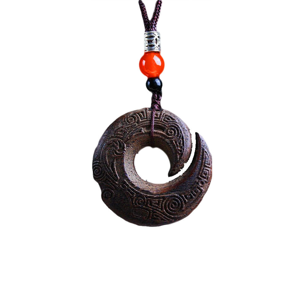 Mystic Chronos Talisman Necklace – Celestial Runes Agarwood Pendant for Luck & Protection
