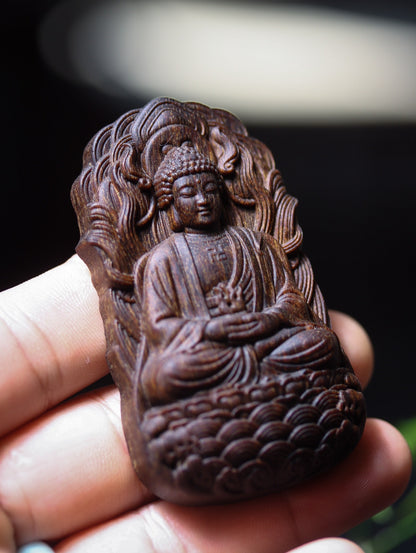 Sacred Buddha Agarwood Sculpture – Feng Shui Altar Centerpiece & Luxury Pendant